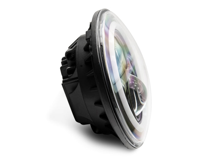Raxiom 97-18 Jeep Wrangler TJ/JK Axial 7-Inch LED Headlights w/RGB Halo- Black Housing (Clear Lens)