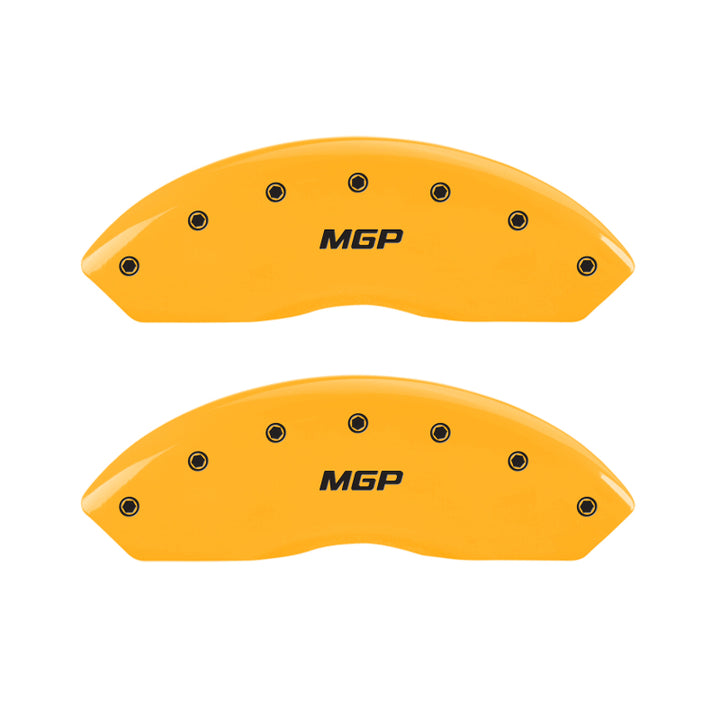 MGP 4 Caliper Covers Engraved Front & Rear Bowtie Black finish silver ch