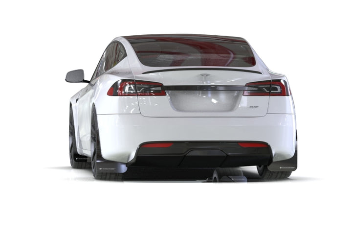 Rally Armor 21-26 Tesla Model S/ S Plaid Black UR Mud Flap w/Metallic Black Logo