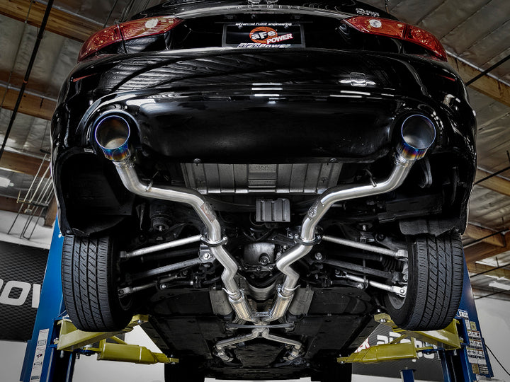 aFe Takeda 2.5in 304 SS Cat-Back Exhaust System w/ Blue Flame Tips 16-18 Infiniti Q50 V6-3.0L (tt)