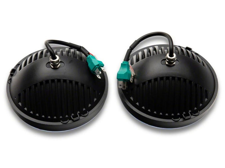 Raxiom 97-18 Jeep Wrangler TJ & JK Axial 7-In LED Headlights w/ DRL - Black Housing (Clear Lens)