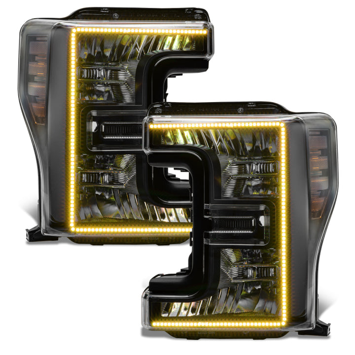 Oracle 17-19 Ford F-250 SD Dynamic Pre-Assembled Headlights - Halogen - Black Edition -
