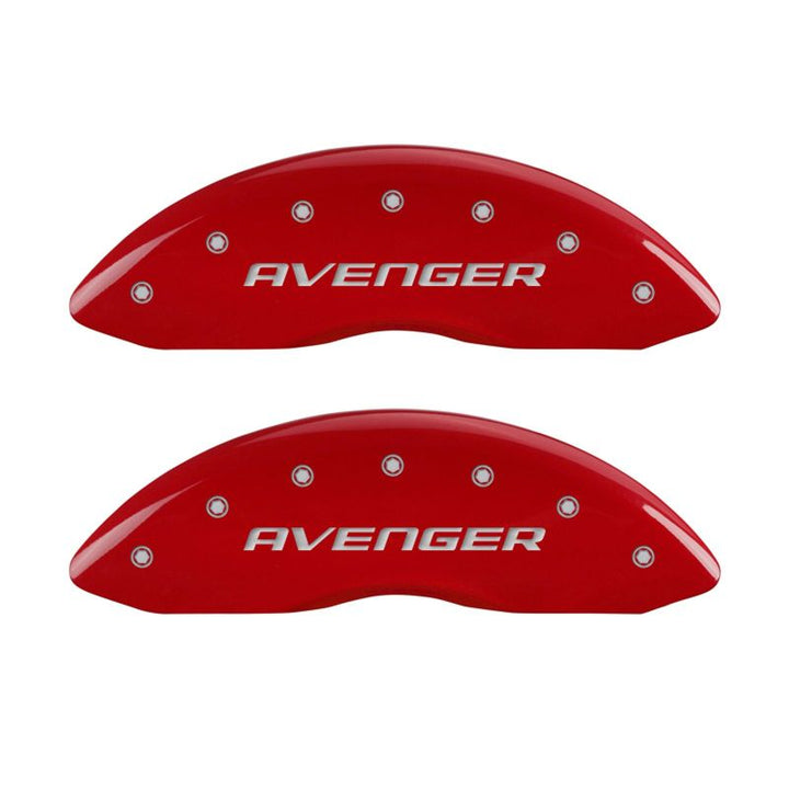 MGP 4 Caliper Covers Engraved Front & Rear With out stripes/Avenger Red finish silver ch