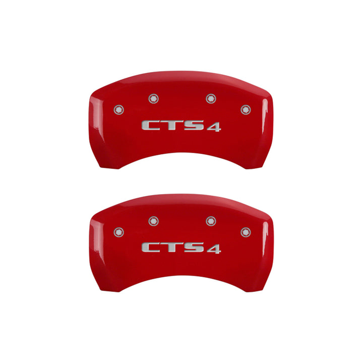 MGP 4 Caliper Covers Engraved Front Cursive/Cadillac Engraved Rear CTS4 Yellow finish black ch