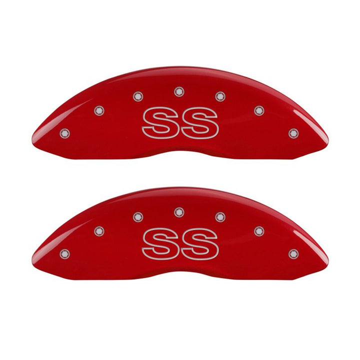 MGP 4 Caliper Covers Engraved Front & Rear Classic/SS Red finish silver ch
