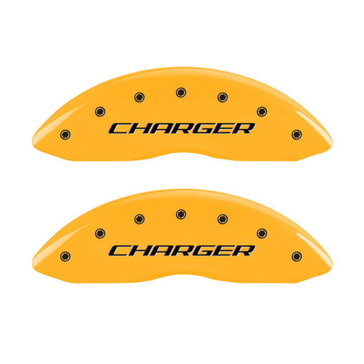 MGP 4 Caliper Covers Engraved Front Charger Rear RT Yellow Finish Black Char 2006 Dodge Charger