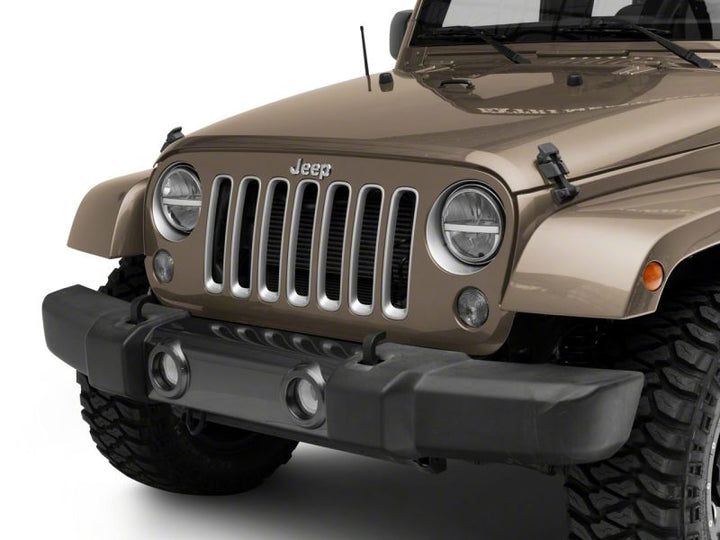 Raxiom 97-18 Jeep Wrangler TJ & JK Axial 7-In LED Headlights w/ DRL - Black Housing (Clear Lens)