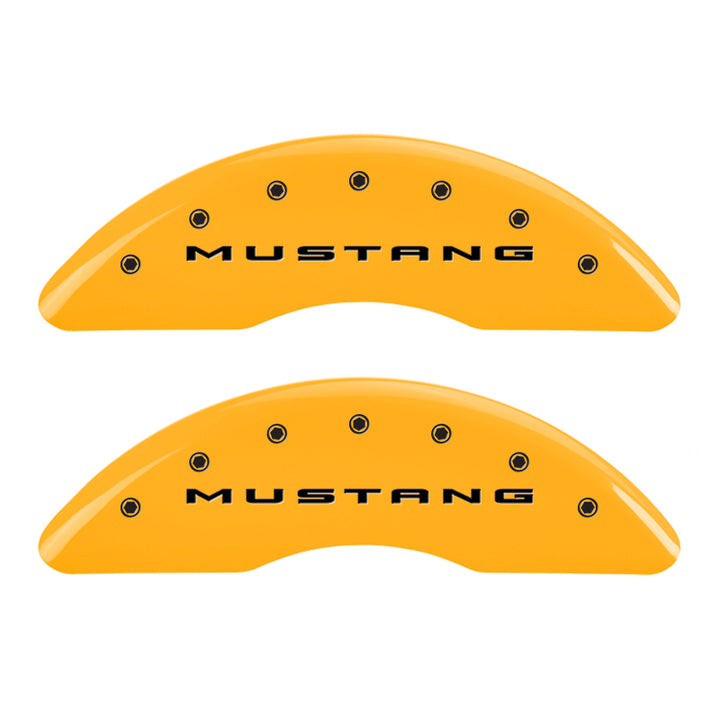MGP 4 Caliper Covers Engraved Front 2015/Mustang Engraved Rear 2015/GT Yellow finish black ch
