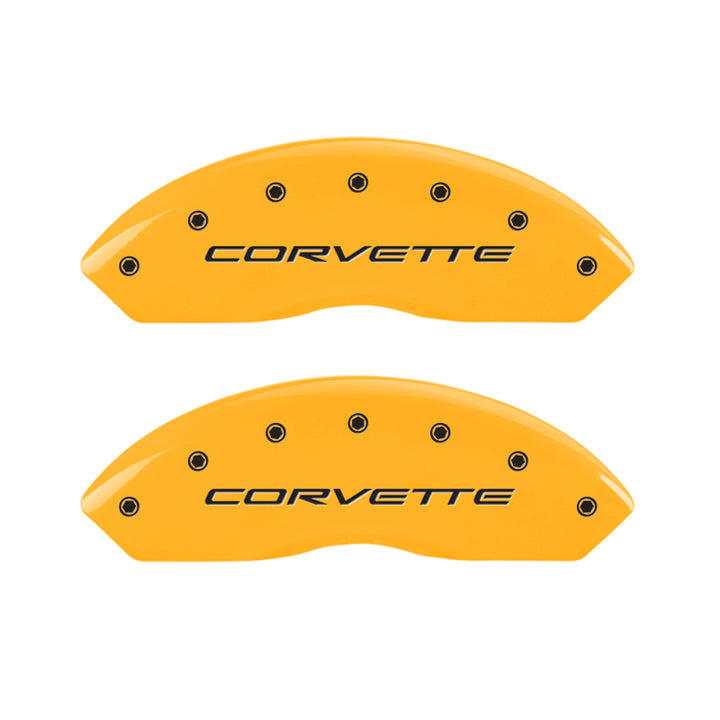 MGP 4 Caliper Covers Engraved Front & Rear C5/Corvette Yellow finish black ch