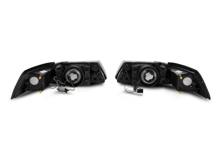 Raxiom 99-04 Ford Mustang Axial Series Headlights w/ LED Bar- Black Housing (Clear Lens)