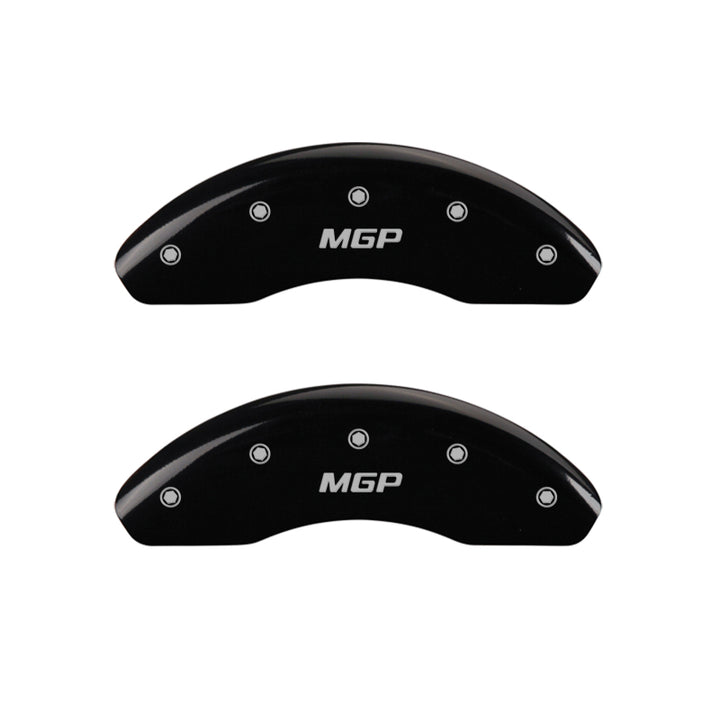 MGP 4 Caliper Covers Engraved Front & Rear MGP Black Finish Silver Char 2014 Chevrolet Express 2500