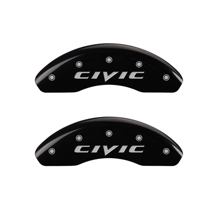 MGP 4 Caliper Covers Engraved Front & Rear MGP Yellow Finish Black Char 2017 Honda Civic