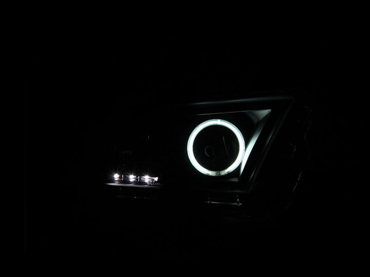 ANZO 2010-2014 Ford Mustang Projector Headlights w/ Halo Black (CCFL)