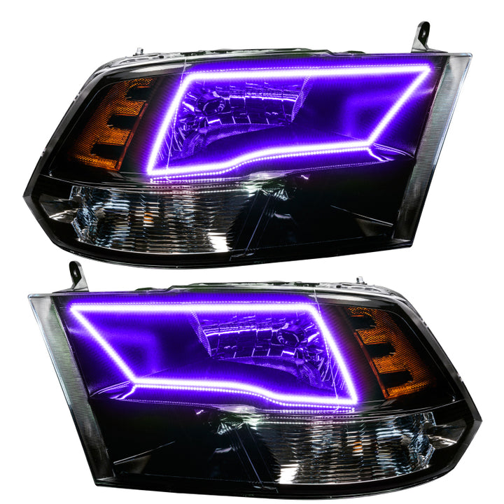 Oracle 09-17 RAM 1500 TRX Quad Pre-Assembled Headlights Blk Housing - w/ BC1 Controller