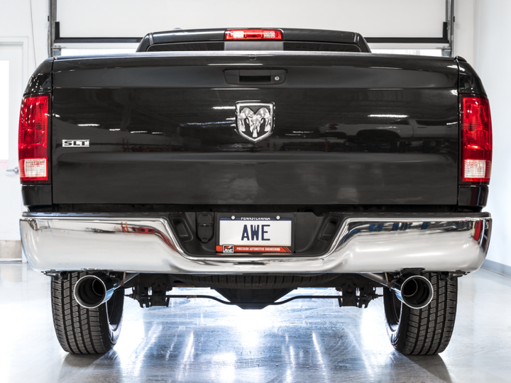 AWE Tuning 09-18 RAM 1500 5.7L (w/Cutouts) 0FG Dual Rear Exit Cat-Back Exhaust - Chrome Silver Tips