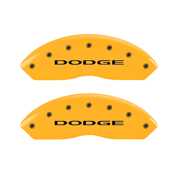MGP 4 Caliper Covers Engraved Front & Rear With out stripes/Dodge Yellow finish black ch