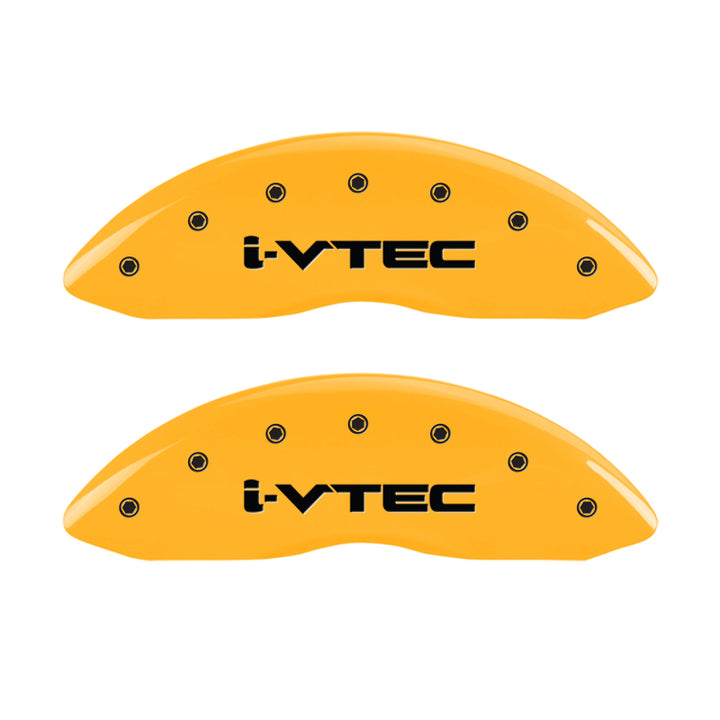 MGP 4 Caliper Covers Engraved Front & Rear i-Vtec Yellow finish black ch