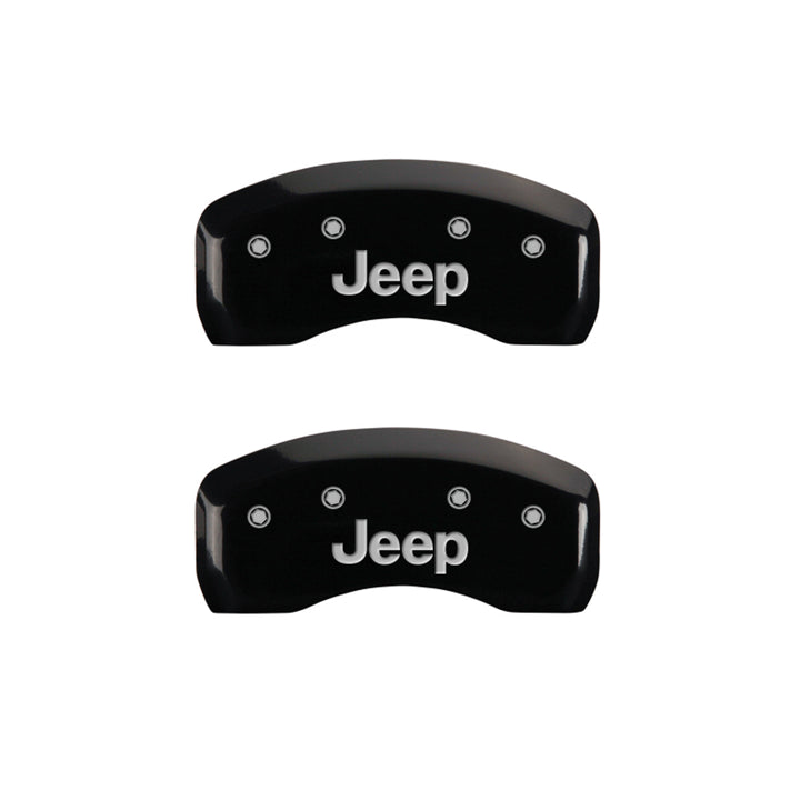 MGP 4 Caliper Covers Engraved Front & Rear JEEP Black finish silver ch