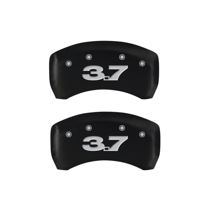 MGP 4 Caliper Covers Engraved Front Mustang Engraved Rear 37 Red finish silver ch