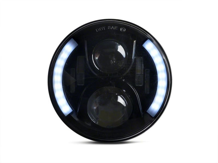 Raxiom 97-18 Jeep Wrangler TJ & JK 6-LED Headlights w/ Partial Halo- Black Housing (Clear Lens)