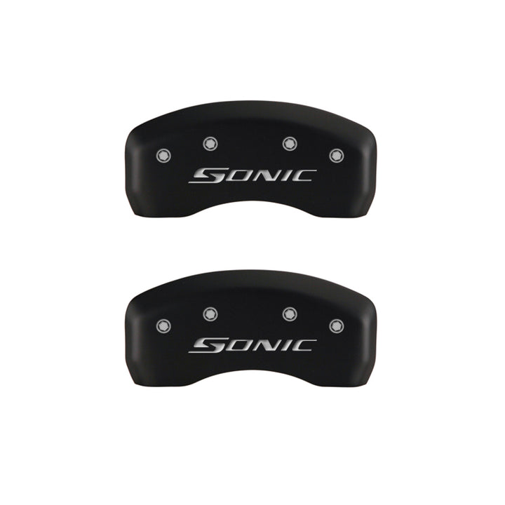 MGP 4 Caliper Covers Engraved Front & Rear Sonic Red finish silver ch