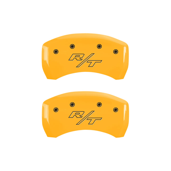 MGP 4 Caliper Covers Engraved Front Challenger Rear RT Yellow Finish Black Char 2006 Dodge Charger