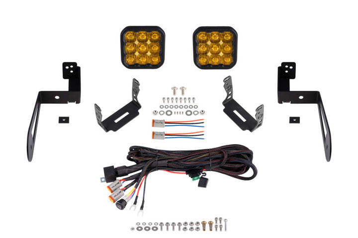 Diode Dynamics 07-18 Jeep JK Wrangler SS5 Bumper LED Pod Light Kit - Sport Yellow Driving