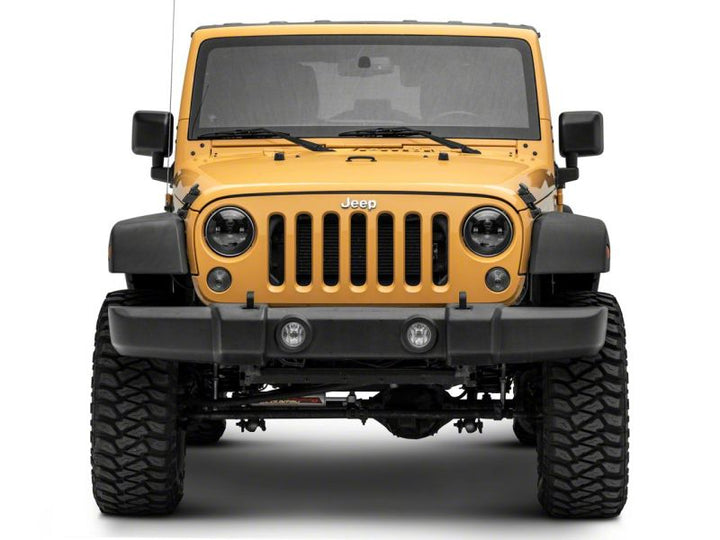 Raxiom 07-18 Jeep Wrangler JK 7-In LED Headlights- Black Housing (Clear Lens)