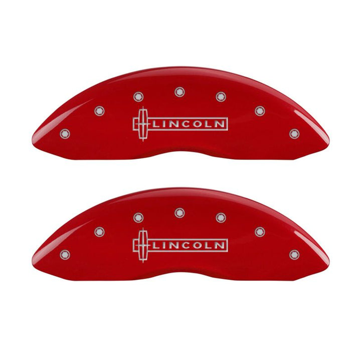 MGP 4 Caliper Covers Engraved Front Lincoln Rear Star Logo Red Finish Silver Char 2019 Lincoln MKZ