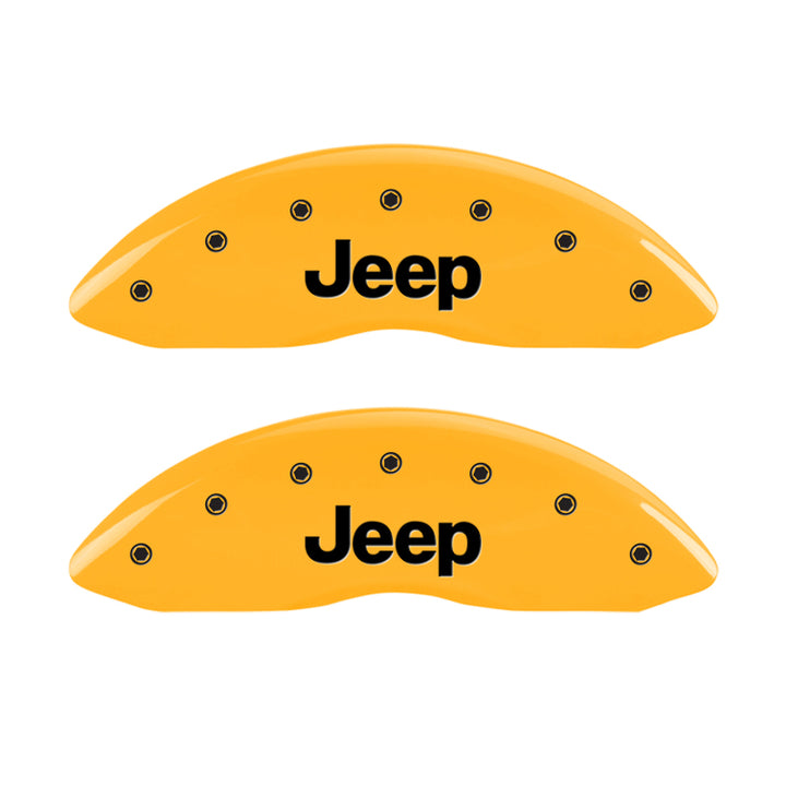 MGP 4 Caliper Covers Engraved Front & Rear JEEP Yellow finish black ch