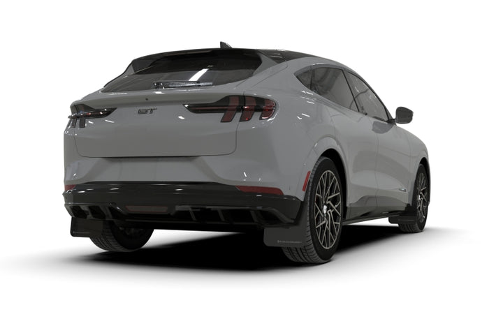 Rally Armor 21-26 Ford Mustang Mach-E/GT/Rally Black Mud Flap w/White Logo