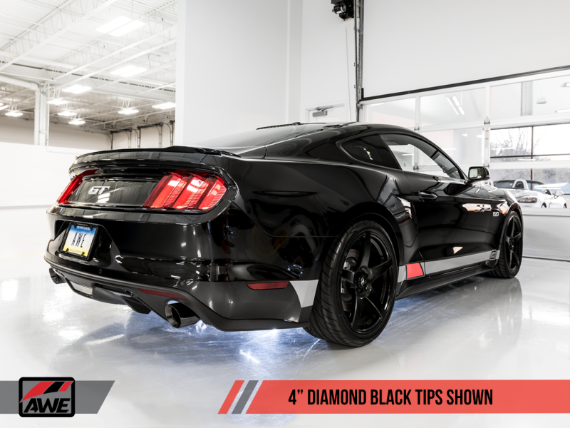 AWE Tuning S550 Mustang GT Cat-Back Exhaust - Track Edition (Diamond Black Tips)