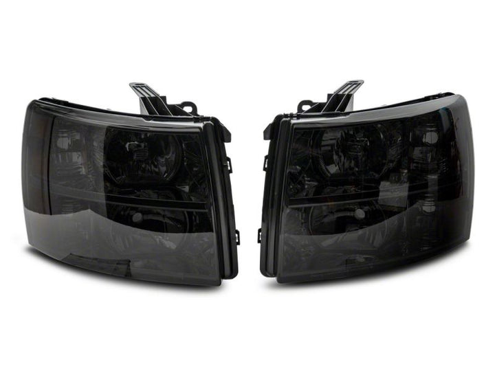Raxiom 07-14 Chevrolet Silverado 1500 HD Axial OEM Rep Headlights- Chrome Housing- Smoked Lens