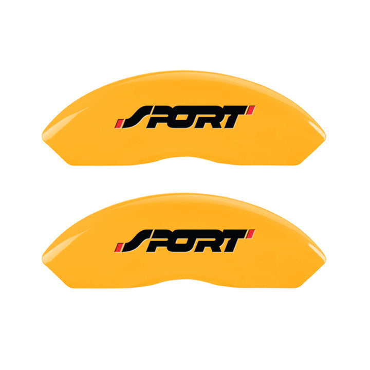 MGP 4 Caliper Covers Engraved Front & Rear No bolts/Sport Yellow finish black ch