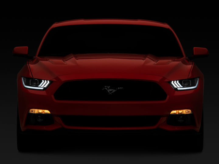 Raxiom 15-17 Ford Mustang GT350 GT500 LED Projector Headlights- Black Housing (Clear Lens)