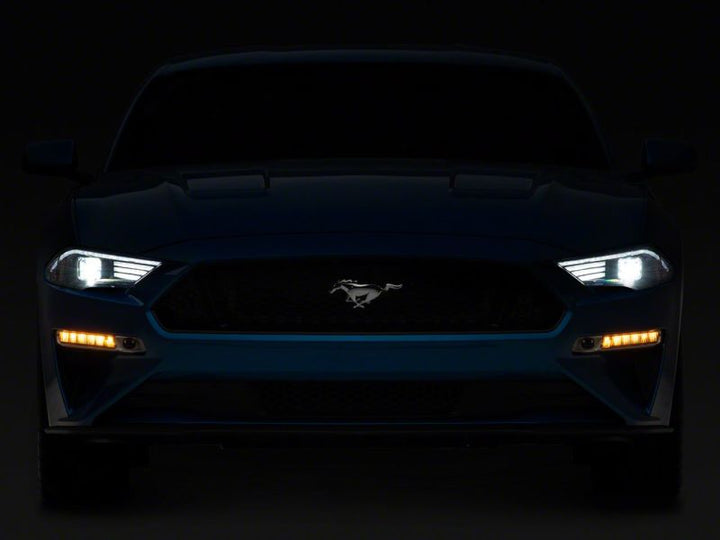 Raxiom 18-23 Ford Mustang GT EcoBoost LED Projector Headlights- Black Housing (Clear Lens)