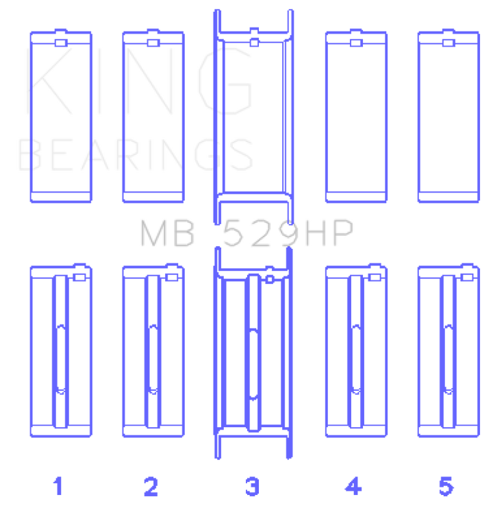 King Engine Bearings Ford 260CI/289CI/302 5.0L Windsor (0.010 Size) Main Bearing Set