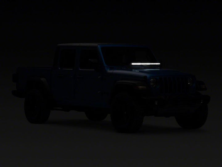 Raxiom 18-23 Jeep Wrangler JL Axial Series 30-In Single Row LED Light Bar w/ Hood Mounting Brackets