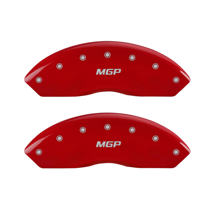 MGP 4 Caliper Covers Engraved Front & Rear MGP Red Powder Coat Finish Silver Characters