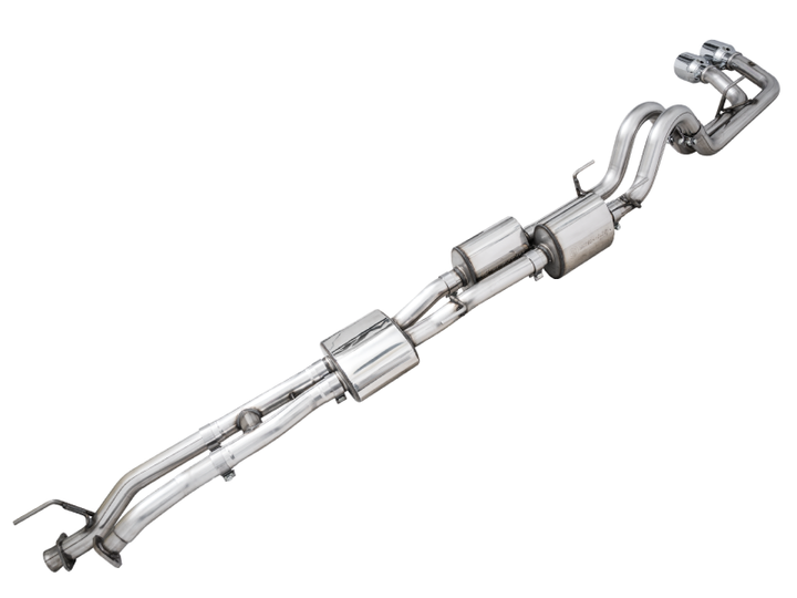 AWE Tuning 16-22 Toyota Tacoma 0FG Cat-Back Exhaust w/ BashGuard - Dual Chrome Silver Tips