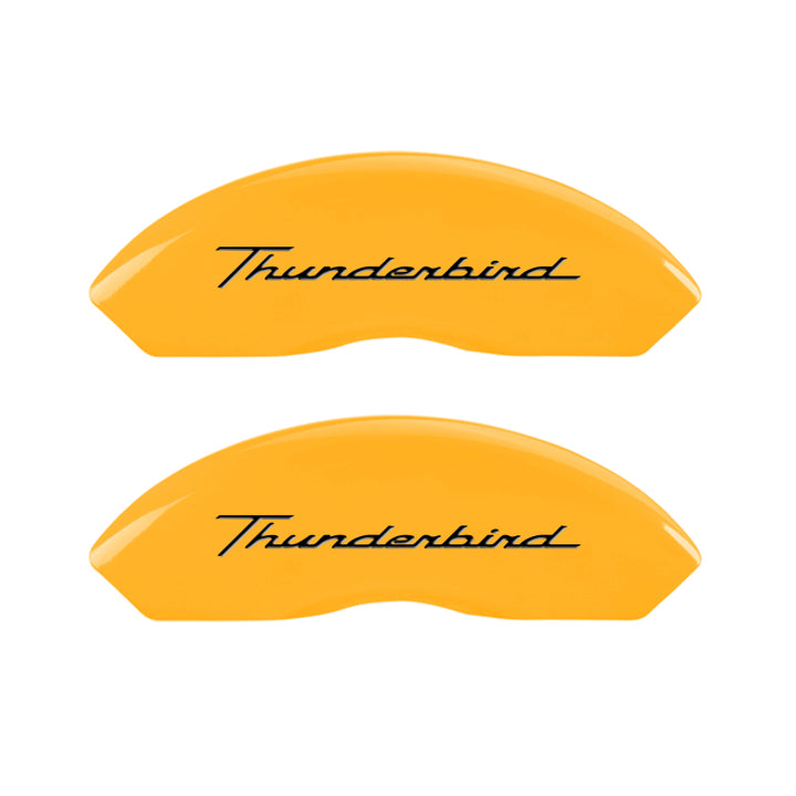 MGP 4 Caliper Covers Eng Fr No Bolts/TBird Rr No Bolts/TBird Yel Finish Blk Char 05 Ford Thunderbird