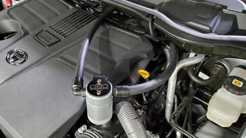 J&amp;L 22-25 Toyota Tundra, 23-25 Sequoia 3.5L Turbo Oil Separator 3.0 Driver Side - Clear Anodized