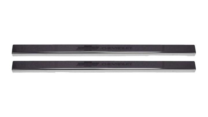 Putco 2020 Chevy Silv LD/HD Double/Regular Cab w/ Bow Tie Etching (2pcs) Black Platinum Door Sills