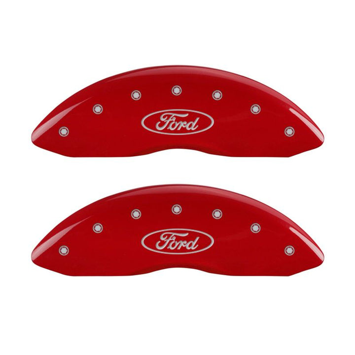 MGP 4 Caliper Covers Engraved Front & Rear Oval logo/Ford Yellow finish black ch