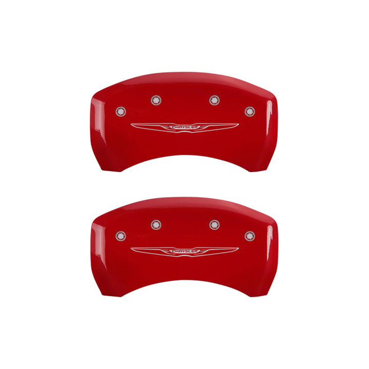 MGP 4 Caliper Covers Engraved Front & Rear Style 2/Chrysler Wing Yellow finish black ch