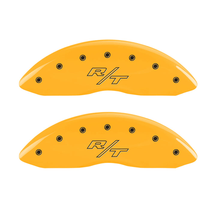 MGP 4 Caliper Covers Engraved Front & Rear Vintage Style/RT Yellow finish black ch