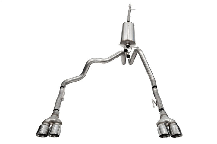 Corsa 2019-2025 GMC Sierra 1500 Cat-Back Dual Rear Exit with Twin 4in Polished Pro-Series Tips
