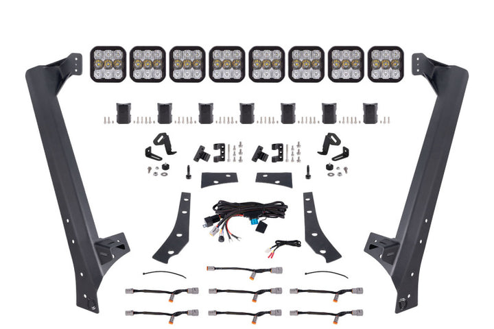 Diode Dynamics Jeep JK SS5 Pro CrossLink Windshield - White Combo Lightbar Kit