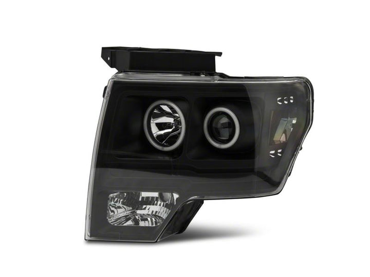 Raxiom 09-14 Ford F-150 Super White LED Halo Projector Headlights- Black Housing (Clear Lens)