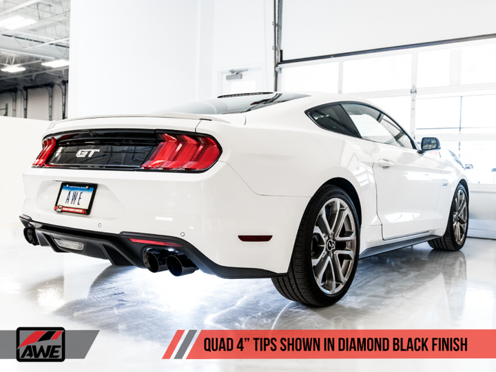 AWE Tuning 2018+ Ford Mustang GT (S550) Cat-Back Exhaust - Touring Edition (Quad Diamond Black Tips)